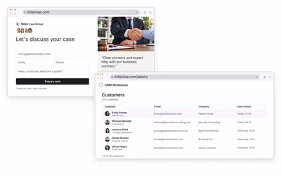 Website contact form connected to a CRM customer list