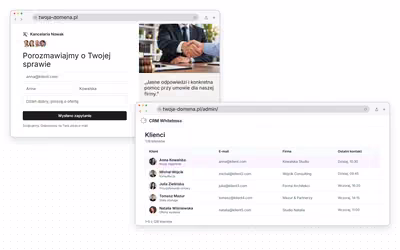 Formularz kontaktowy na stronie połączony z listą klientów CRM
