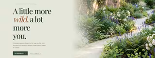 Garden design website with a lush green landscape