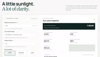 Solar energy dashboard with production and savings statistics